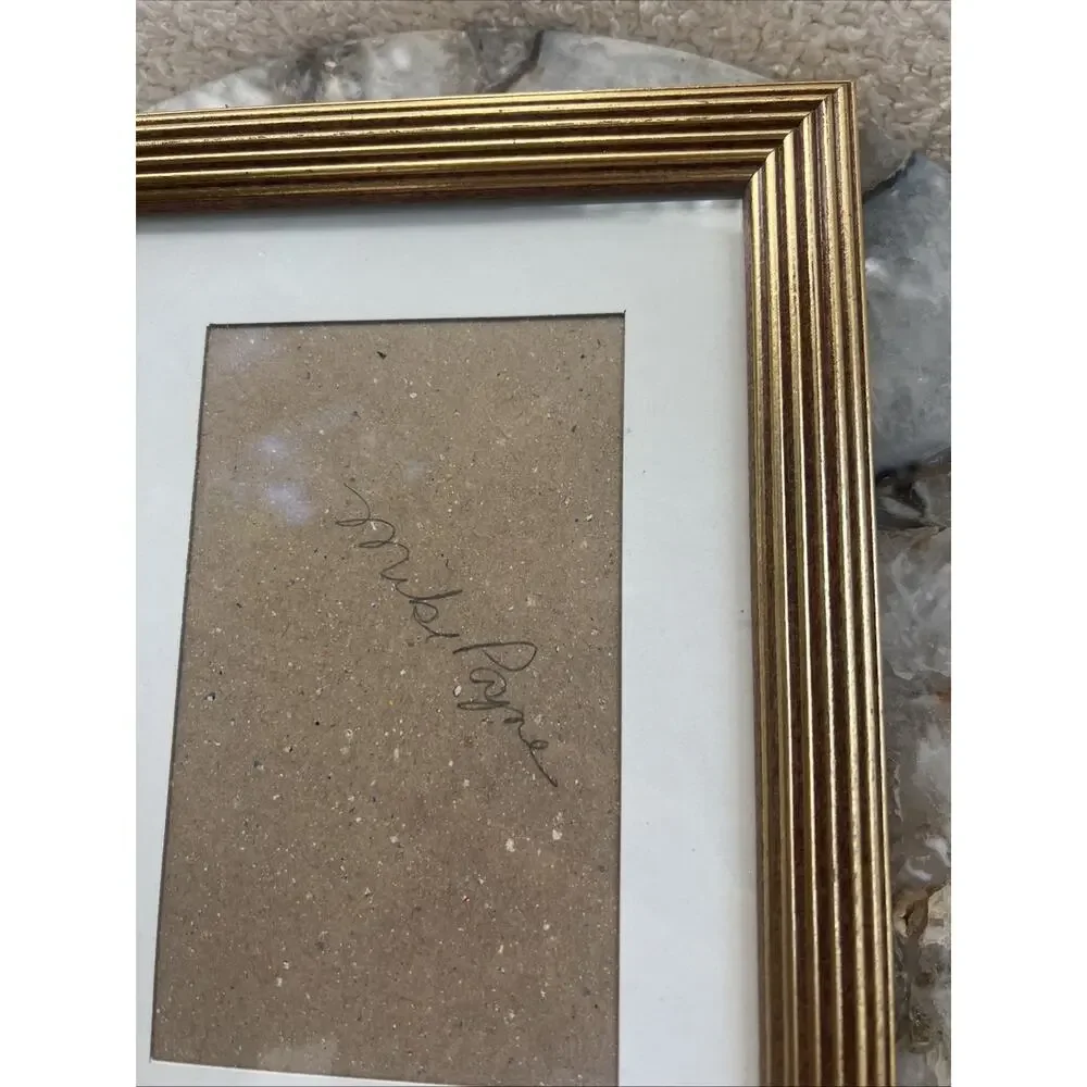Vintage 1998 ECVC Gold Reeded Wood Picture Frame 5x7 Matted Mcm Office Decor NY